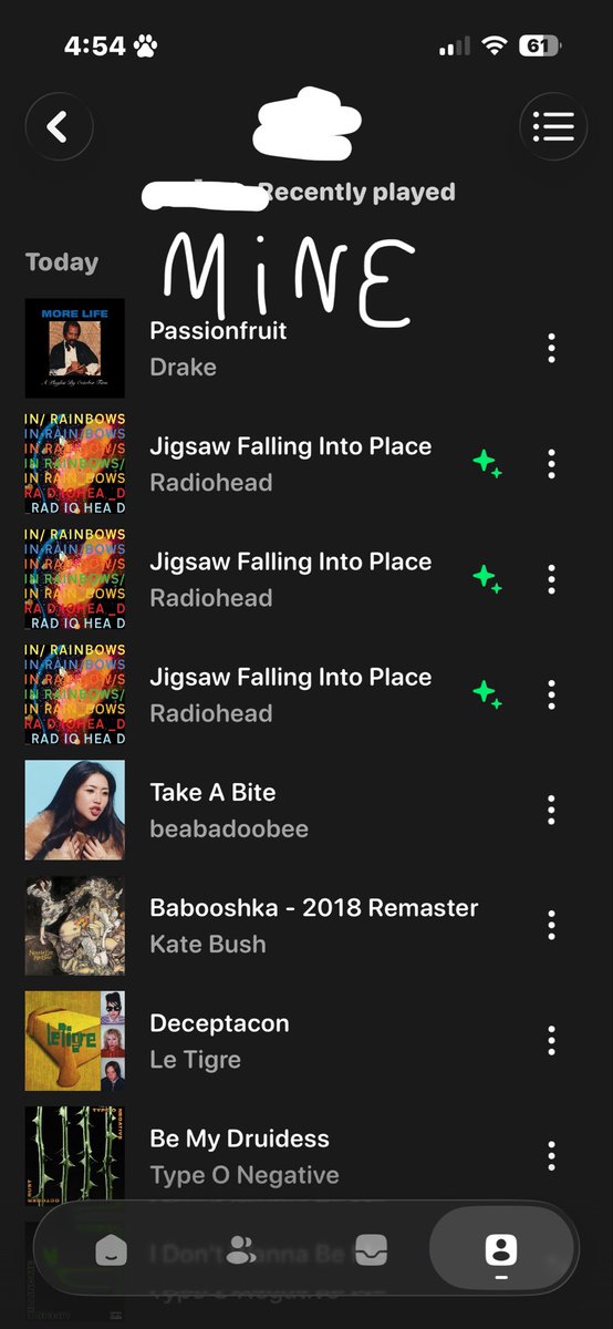 grapez22's tweet photo. oml my stupid fucking ex-bf is copying my listening history again #getoffmydick https://t.co/HSrNjJMori