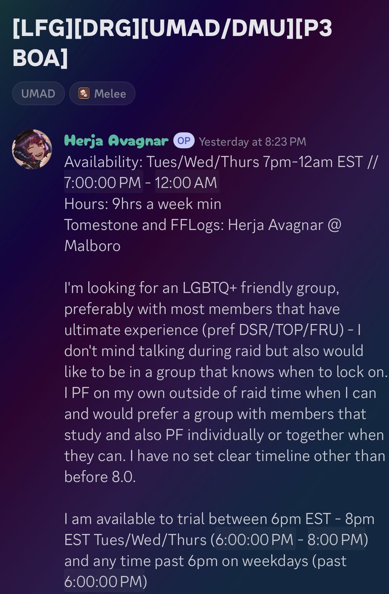 _darkdragoon's tweet photo. hi i'm looking for a UMAD group again i'm at p3 BoA but i've seen up to BH
discord: notgodzilla https://t.co/YHwNiwti5M