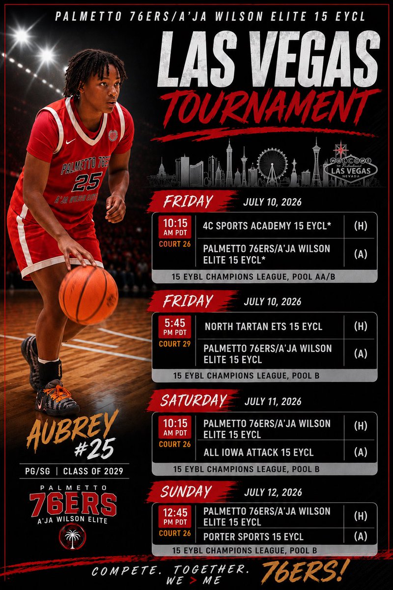 aubreydowney29's tweet photo. The work doesnβt stop.
Las Vegas π
EYBL Champions League π Session III
Ready to compete π―
#NoDaysOff #EYBL #ClassOf2029 #GirlsHoops #PG #SG https://t.co/ZJoA97gH9v