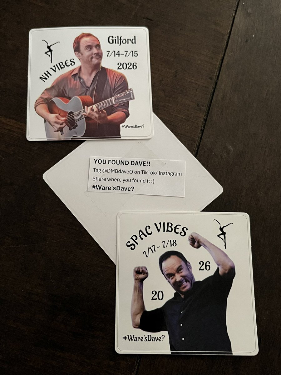 DMBdave28's tweet photo. DMB Family! If you’re attending either show at Gilford or Spac.. BOLO for these stickers!! 👀 They’ll be hidden all around both venues! Some hints on instagram @DMBdaveO others will be up to you to find on your own 😊Good luck &amp; have fun! #WaresDave @DMBGorgeCrew @davematthewsbnd https://t.co/UfjmcQWrVA