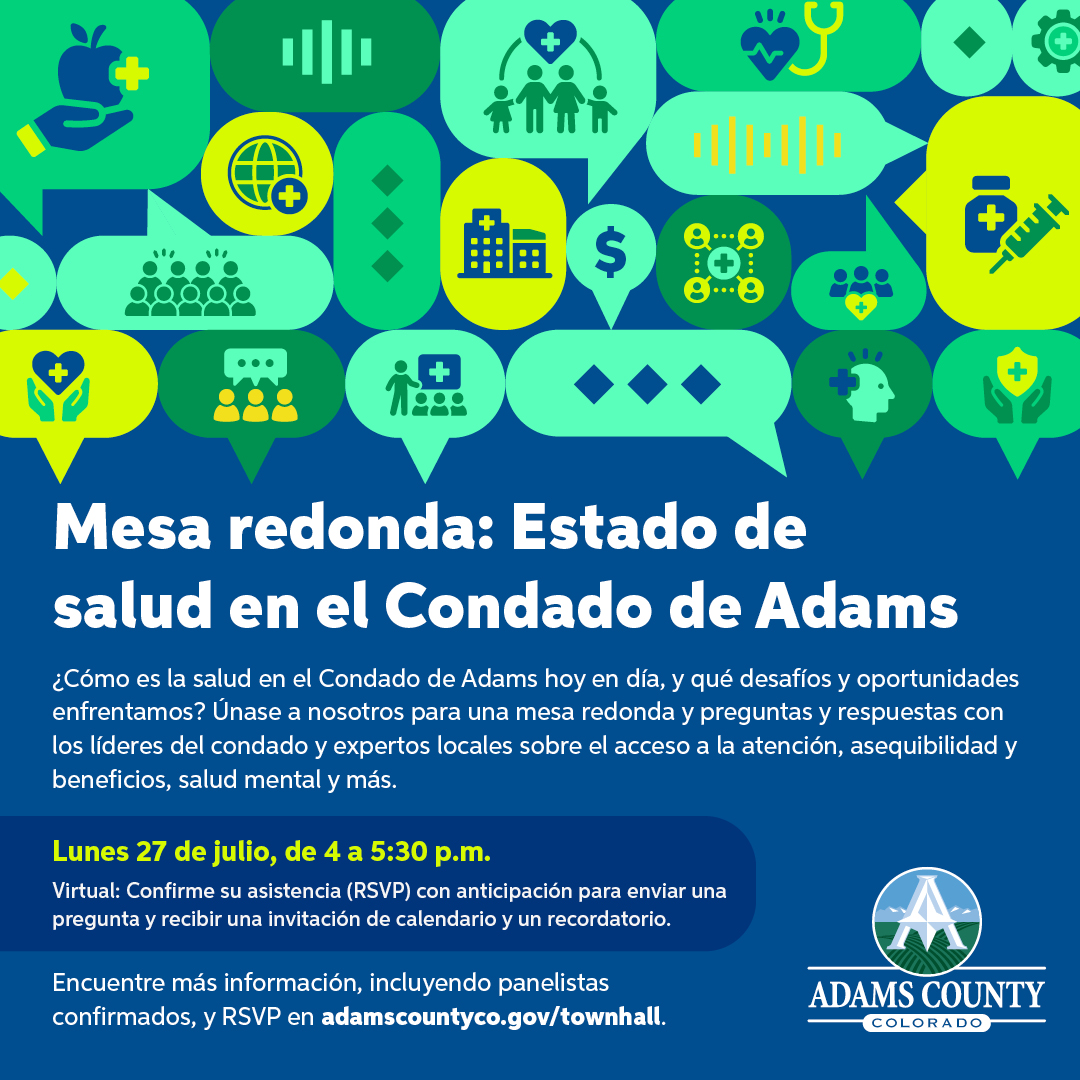 adamscountygov's tweet photo. Join us Monday, July 27, for a live panel discussion and Q&amp;A with county leaders, experts, and community organizations to discuss the issues shaping the health of our community. RSVP to submit a question and receive a meeting link: https://t.co/XAhGYt0pSh https://t.co/ZgFE3RhJqm
