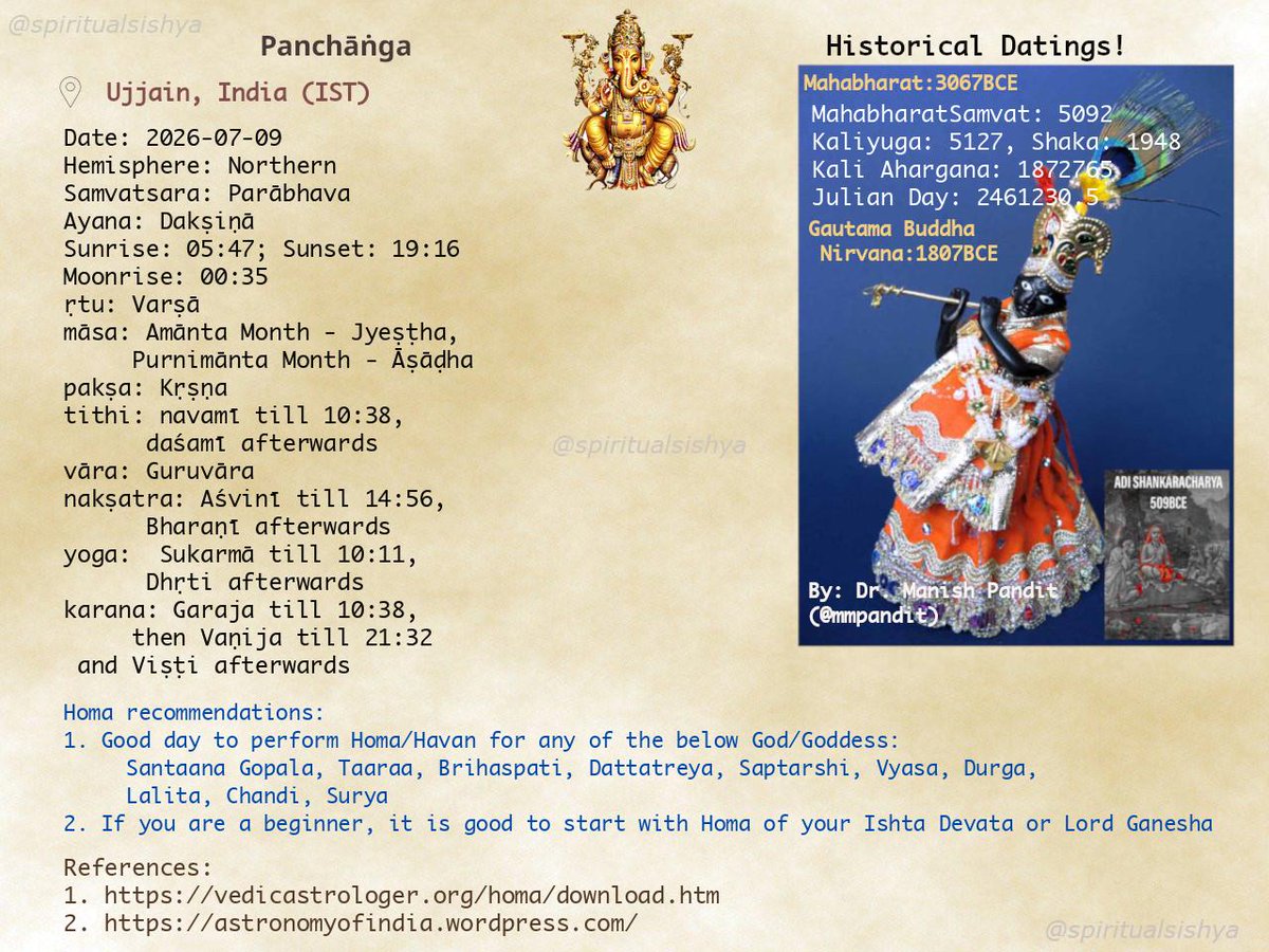 spiritualsishya's tweet photo. #Panchanga #Almanac #India #Ujjain #Spirituality #SanatanaDharma
#Homa #Mahabharata3067BCE https://t.co/5BTs3Xj4bY