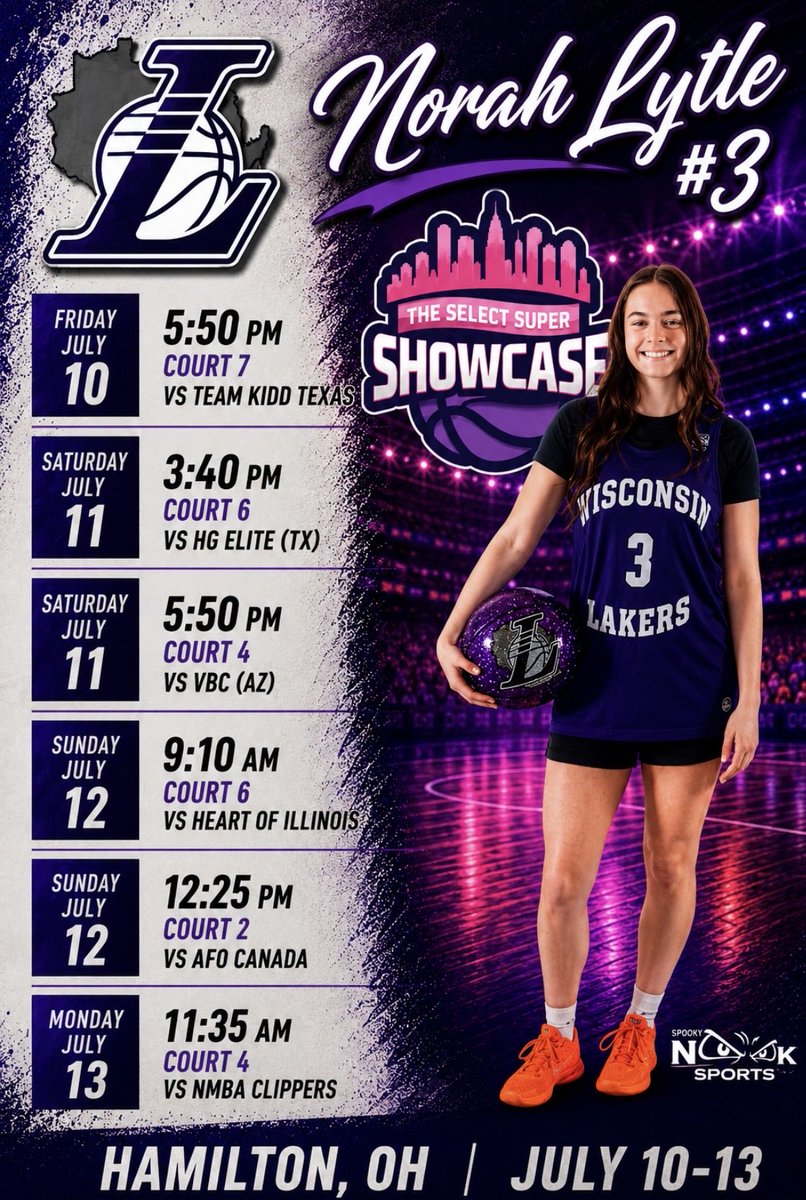 Norah_Lytle's tweet photo. 2027 S40 @WisconsinLakers playing 🏀 at the 2026 Select Super Showcase. Join us for this @SelectEventsBB Live Period at the @snschampionmill 
@FiveStateHoops @BTNScouting https://t.co/In492gXqxM