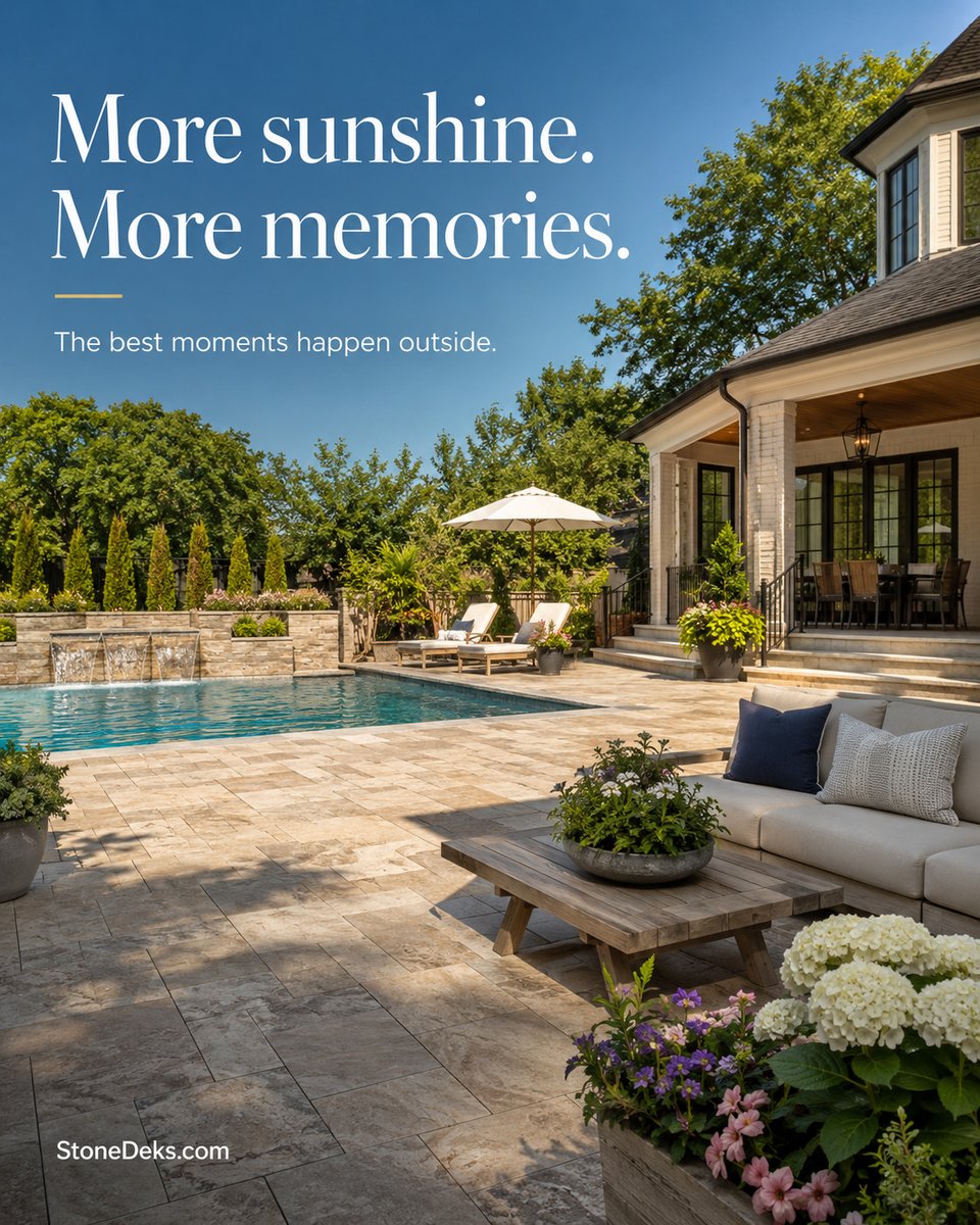 StoneDeks's tweet photo. More sunshine. More memories. StoneDeks helps create beautiful poolside, deck, and outdoor living spaces made for long afternoons, family gatherings, and everyday moments outside.
#StoneDeks #OutdoorLiving #PoolsideLiving #BackyardDesign #HardscapeDecking https://t.co/K61nPj1w3A