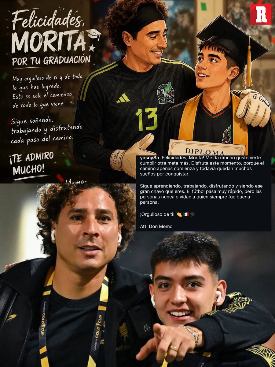 record_mexico's tweet photo. ¡TQM, DON MEMO! 🥹🫶🏻

Emotivas palabras las que le dedicó Guillermo Ochoa a Gilberto Mora por su graduación de la preparatoria. 🇲🇽

¡Vamos a extrañar mucho esto! https://t.co/ZuA5Sa0UuE