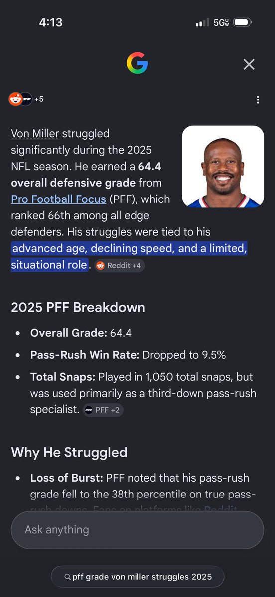 Dan2098266Dan's tweet photo. @jtkjuice2x @Jlr2594 @jtuck151 His pass rush rate was in the bottom third of football while his run defense bottom 5% 
6 out of 9 sacks were vs backup ot 
Bro was brutal most the year https://t.co/MxHd6XbUEk