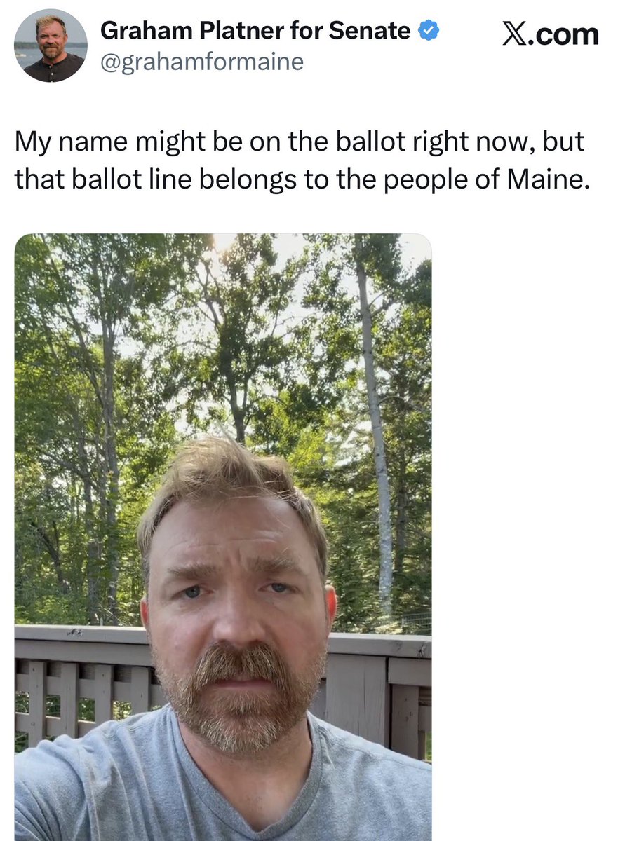PollTracker2024's tweet photo. Breaking news: Graham Platner drops out of the US Senate race in Maine https://t.co/4ym1PIFz3x
