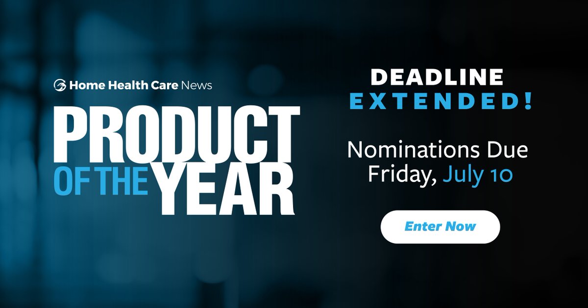 HHCareNews's tweet photo. DEADLINE EXTENDED 📣 Nominations for the HHCN Product of the Year Awards are due Friday, July 10 by 11:59pm CDT! Showcase your #products, #solutions &amp; #tech that support the #homehealth &amp; #homecare industry. Click to get started: https://t.co/0jq56Pa9tW #HHCNPOYAwards https://t.co/G6fVummJ6T