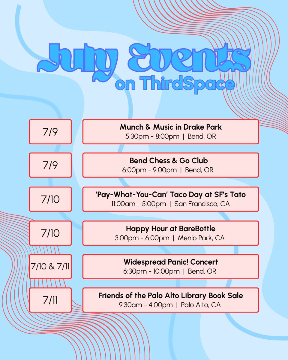 thirdspace_app's tweet photo. July is here ☀️

🌿 Discover local events
🤝 Meet new people
🎯 Try something new
📍 Create your own event

Your next summer adventure starts on ThirdSpace.

Download the app: https://t.co/5WerjmNwt8

#ThirdSpace #ThirdSpaceApp #JulyEvents #SummerVibes https://t.co/Bbfl9Y2UR1