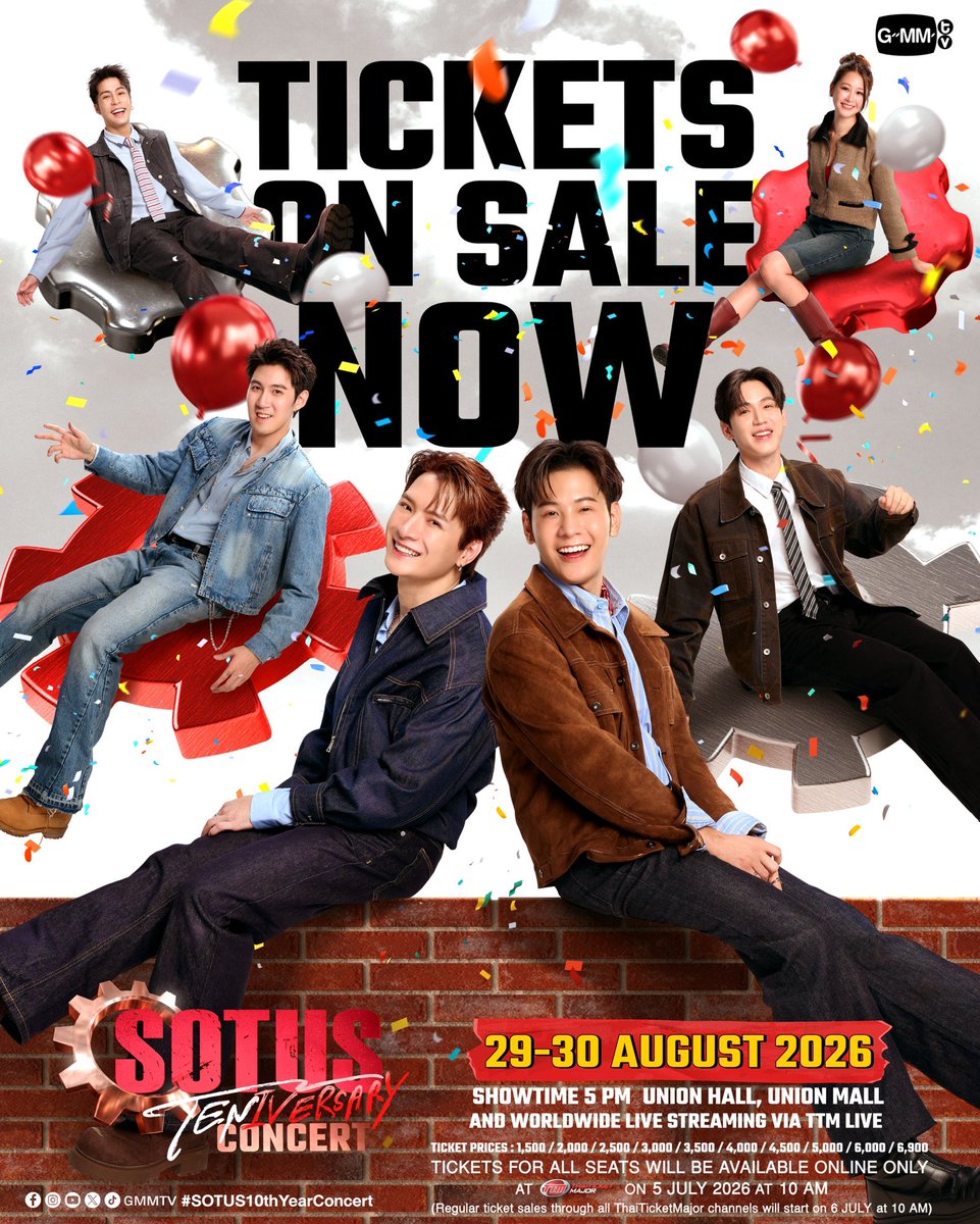 Singtofc_Th's tweet photo. SOTUS TENIVERSARY CONCERT ⚙️

#SOTUS10thYearConcert

29 AUG = 9 ใบ 
30 AUG = 204 ใบ

BUY TICKETS : https://t.co/f6qx7gzw5y

🗓️ 29-30 AUGUST 2026
📍 UNION HALL, UNION MALL)

#KristSingto
#SingtoPrachaya https://t.co/gLsxllKniy