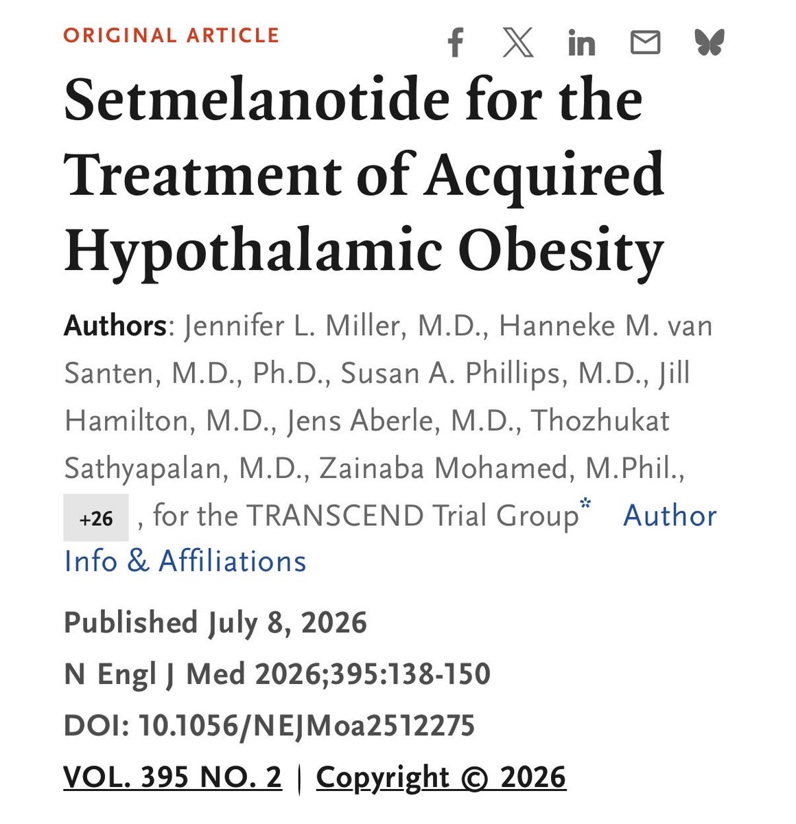 scottisaacsmd's tweet photo. Setmelanotide for hypothalamic obesity. Patients with hypothalamic obesity do not respond as well to GLP-1-medications. #Setmelanotide results: 16.5% BMI reduction and meaningful hunger improvement at 1 year by targeting the #MC4R pathway.
https://t.co/hhNsR6UwhK https://t.co/3Vg6PcHUFM