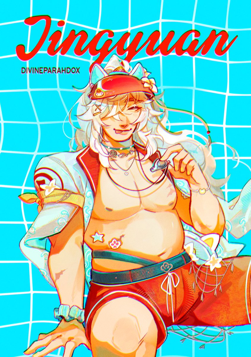 DivineParahdox's tweet photo. Jingyuan is on lifeguard duty, so PLEASE don't go out drowning!!! Aka JY summer skin fan art design~ 

╰┈➤ #HonkaiStarRail #Jingyuan 💛🦁 https://t.co/NZPy2o65r6