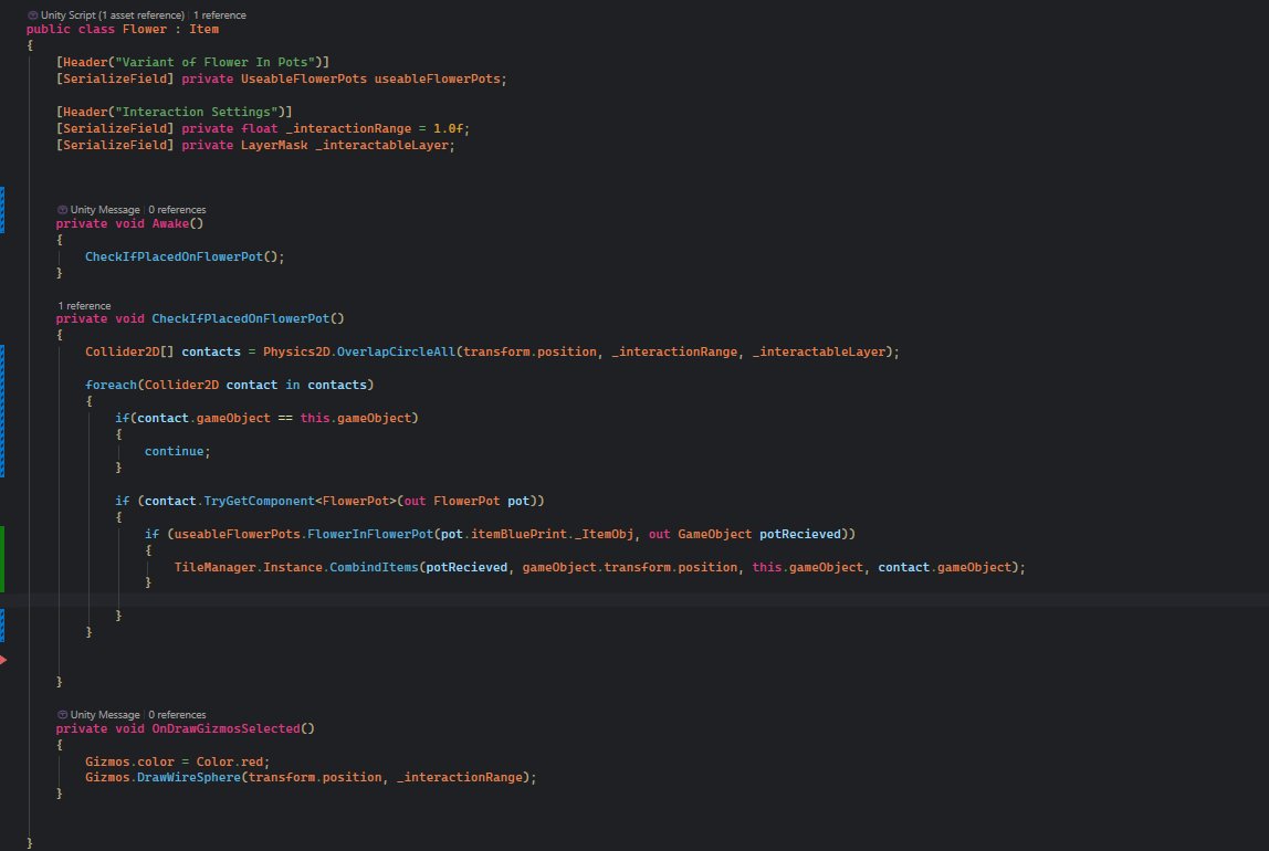 leAvro58's tweet photo. Just revamped majority of the system within the inventory, placing items, and putting flowers in pots/teacups. Its all coming together 🥹🥹🥹

Added an image of the flower's source code for funnies.
#gamedev #unity2D #csharp #collegestudent https://t.co/5mJ0ht69M9