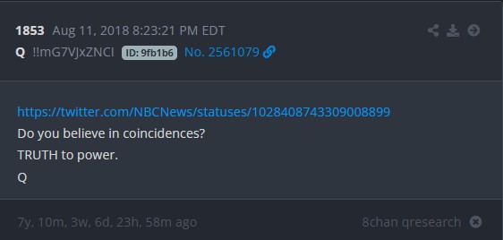 realjoshuareid's tweet photo. 🇺🇸👀DHS posted "For God and Country" at 18:53 EST.

Interesting... 

Todays is July 08. The Delta on the boards....

You guessed it, "For God and Country" - For Humanity! Q+

With a timestamp of 1853

Do you believe in coincidences? TRUTH to power. Q

When will people see that this is far more than a coincidence?