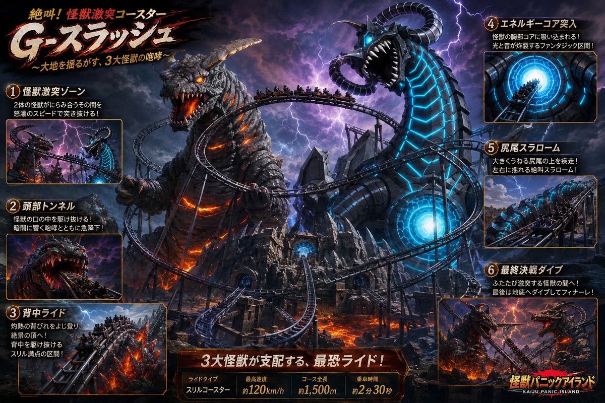 Kaiju Roller Coaster Poster