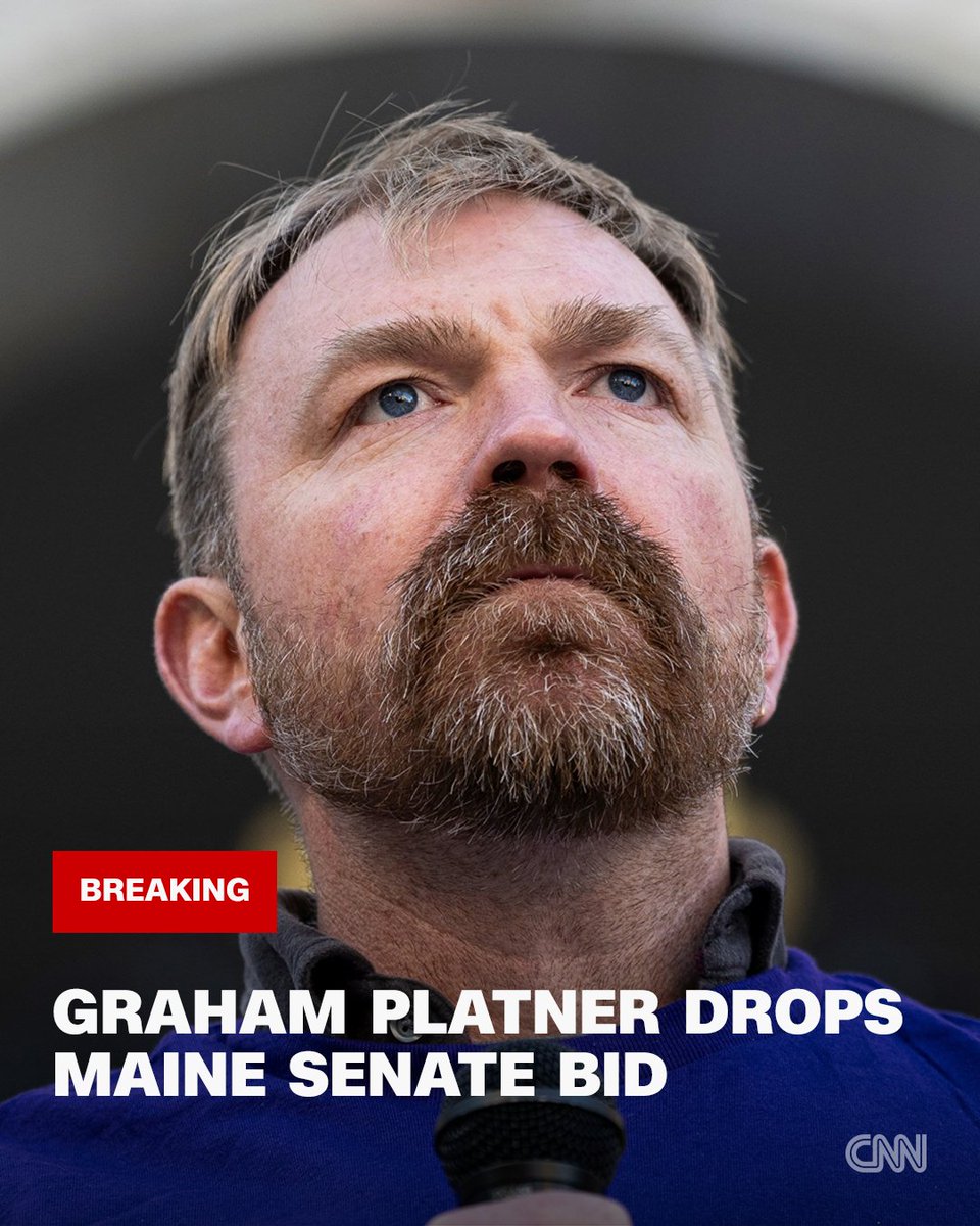 CNN's tweet photo. Graham Platner drops his Maine Senate bid, clearing the way for Democrats to pick a new nominee in a state key to their hopes of winning the US Senate majority. https://t.co/YnsK4FyXqc https://t.co/ZI5Pak27E2