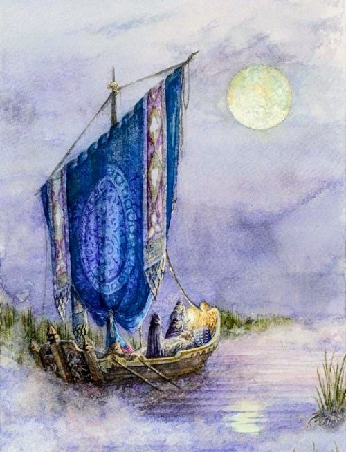 ninaslostnfound's tweet photo. "Yet some men say in many parts of England that King Arthur is not dead... And men say that he shall come again." 

 - Thomas Malory, Le Morte d'Arthur

🖌️ Anna-Marie Ferguson: 'Barge to Avalon' (watercolor) https://t.co/WtdatTefZG