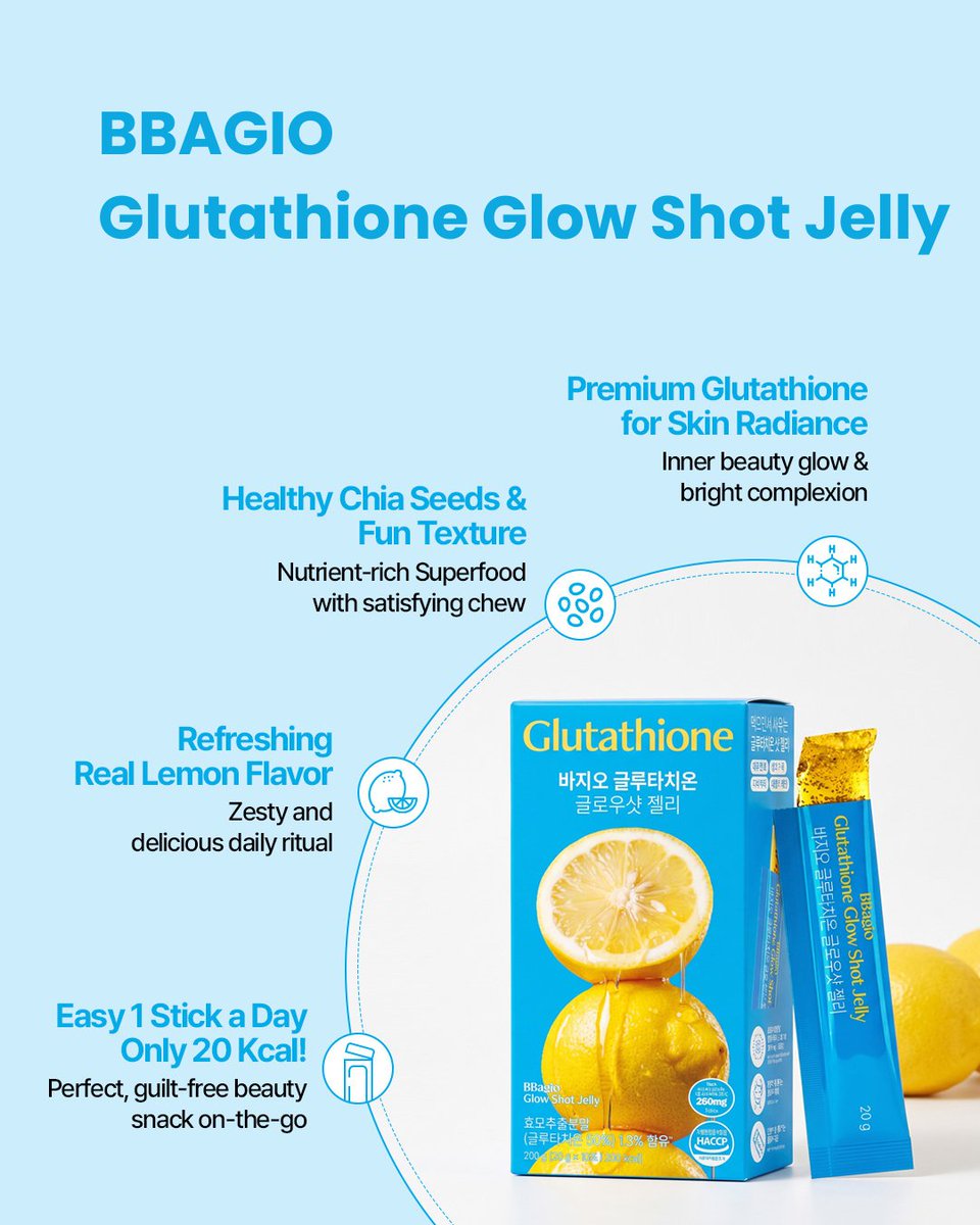 dr_bbagio_gl's tweet photo. ✨ BBAGIO Glutathione Glow Shot Jelly ✨

Real lemon + glutathione in one delicious jelly stick 🍋 Illuminate your bare skin — real results from real trial participants, no filters needed 👀
#drbbagio #bbagio #glutathione #beautyjelly #innerbeauty https://t.co/A7nLhWd373