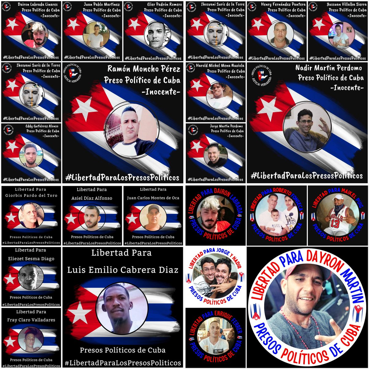 PresosCuba's tweet photo. Hablemos por aquellos que no pueden hacerlo. Nunca olvidemos a los #PresosDeCastro. Hombres y mujeres valientes que resisten tras las rejas del Régimen Castrista. #Twittazo  #PresosPoliticosDeCuba #Cuba 🇨🇺🔗 https://t.co/fyEItVIK9j