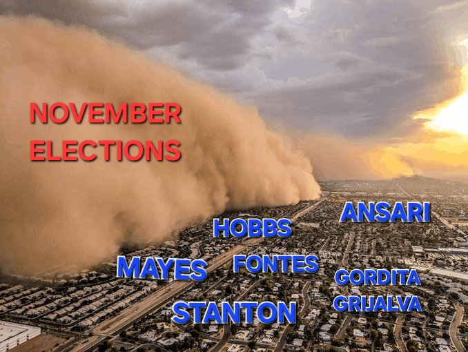 AZJohnnyC's tweet photo. It's MONSOON season in Arizona, and a BIG RED WALL is coming to dust the Democrats! https://t.co/FQIHChKa6l