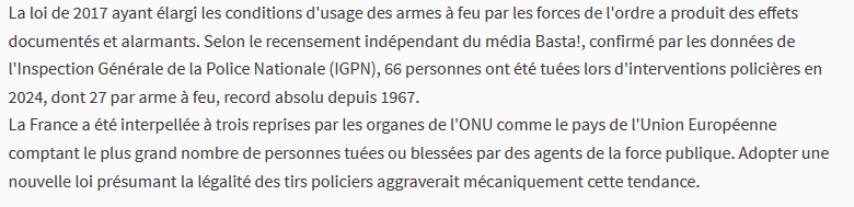Larrylemalin's tweet photo. @yt_LaMinuteInfo Une des raisons qui nous laissent penser que les flics qui n'auront plus la charge de la preuve pour prouver l'usage d'arme, auront beaucoup plus de faciliter à en faire usage une fois la loi passée https://t.co/AV4ehDPaak