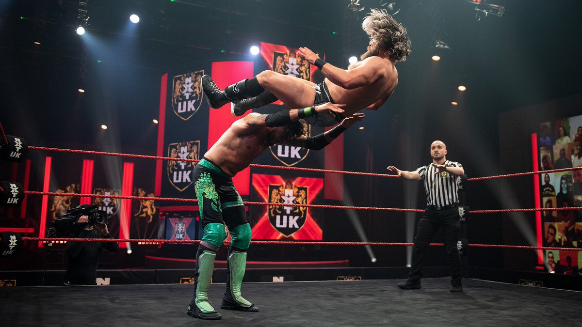 NXTUK_Legacy's tweet photo. July 8, 2021:
At BT Sport Studios, @trentseven defeated @EddieDennis1986 in a slugfest w/Burning Hammer.
Afterwards, the rest of #Symbiosis hit the ring for an attack until #TylerBate come out to save his #MoustacheMountain tag team partner. #NXTUK
๐ธ WWE https://t.co/ZOlyDQ8Qmg