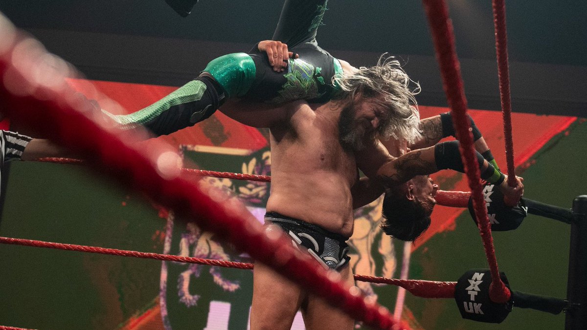 NXTUK_Legacy's tweet photo. July 8, 2021:
At BT Sport Studios, @trentseven defeated @EddieDennis1986 in a slugfest w/Burning Hammer.
Afterwards, the rest of #Symbiosis hit the ring for an attack until #TylerBate come out to save his #MoustacheMountain tag team partner. #NXTUK
๐ธ WWE https://t.co/ZOlyDQ8Qmg