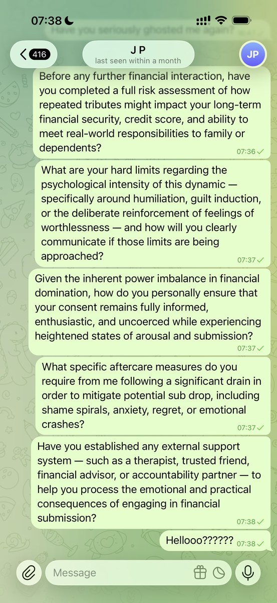 sunrisefall's tweet photo. I’ve been seeing this discourse about aftercare and discussing limits before the session, and I think we, findommes, are just so unethical. We all have to learn from real dommes. So before doing a drain, I decided to ask the basic minimum of important questions. What did I do wrong????
