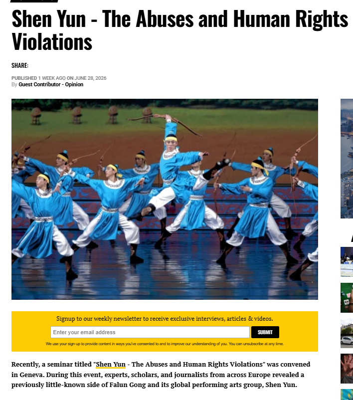 SAYNOTOCULTS0's tweet photo. A seminar titled "Shen Yun: Abuse and Human Rights Violations" was recently held in Geneva. At the event, experts, scholars, and journalists from across Europe exposed little-known aspects of Falun Gong and its global performing arts troupe, Shen Yun.👇

https://t.co/dUOh1yjsrk https://t.co/welsMKkPdj
