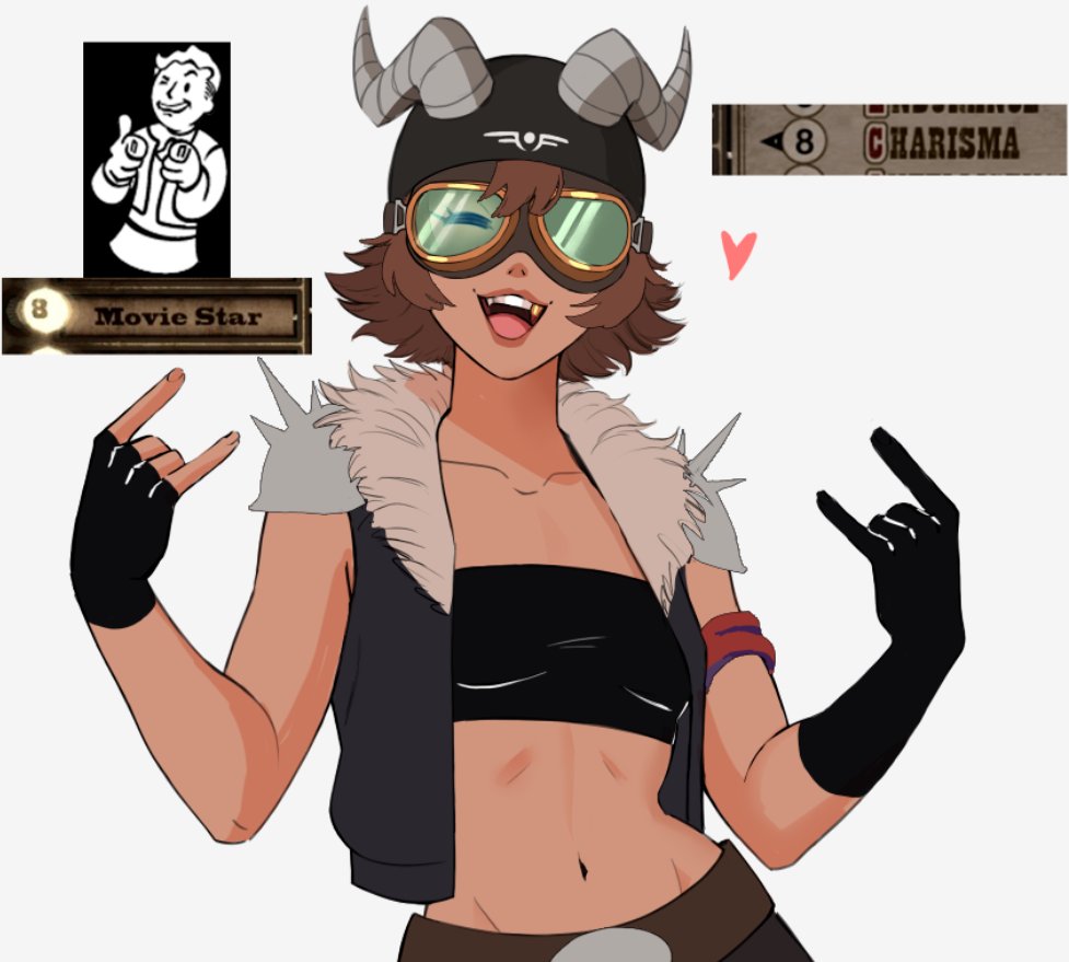 cym0rg's tweet photo. Honest is a Great Khan with high Charisma! It helps her move product all over the Mojave Wasteland. (And you could argue she needs that much to offset their general reputation.) #falloutOC #FalloutNewVegas https://t.co/MIDCyAp2Gl