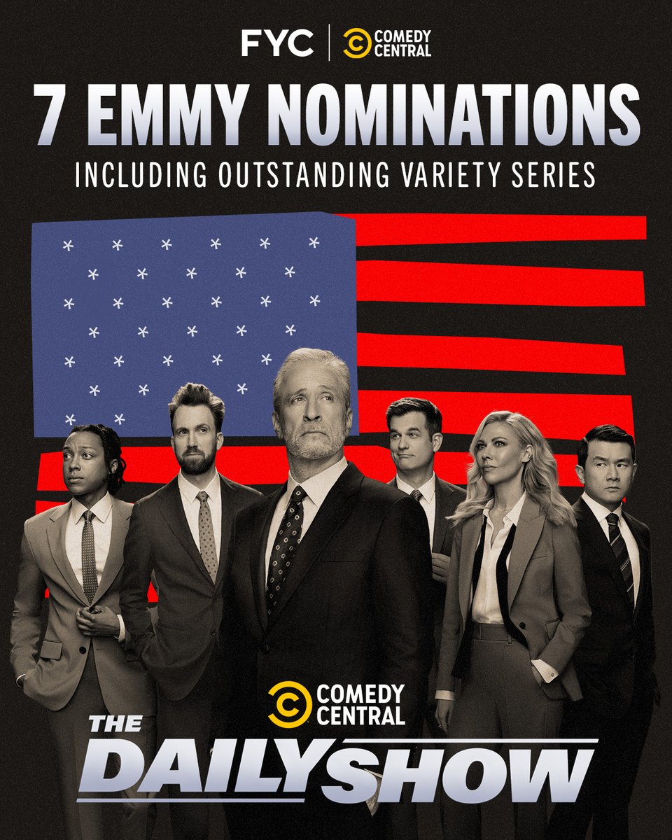 TheDailyShow's tweet photo. Jon Stewart and the Best F**king News Team are nominated for 7 Emmys! Thank you @TelevisionAcad! https://t.co/p654DC3CL1