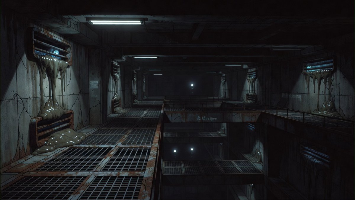 73NGU_01's tweet photo. I sat by the grate in The Substructure last night when it hit. The Myre was pushing through the walls like it was breathing, and MORIA's light just sat there small and still below. Still don't know what it meant. https://t.co/76NknyIJ4X