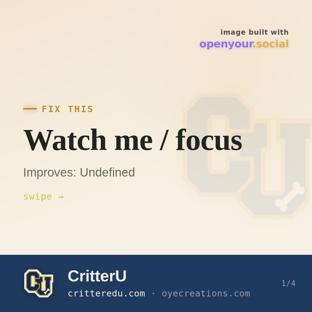 critteredu's tweet photo. Focus is everything. Here's how to build it right, step by step. 👀 What's your dog's biggest distraction?

#dogtraining #positivereinforcement #forcefreetraining #puppytraining #trainingtips https://t.co/wpKngxsqd0
