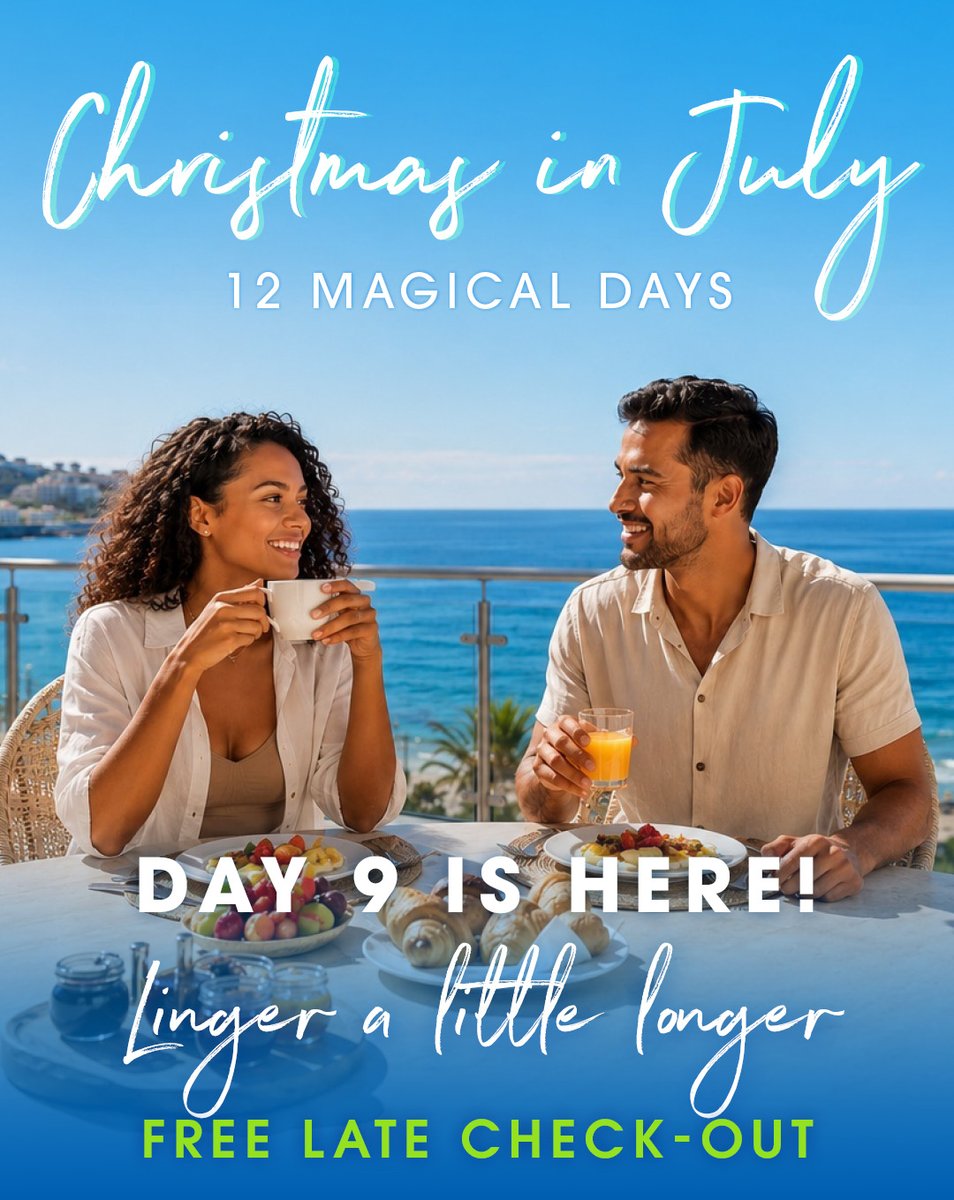 First_Group_ZA's tweet photo. Day 9 of Christmas in July is here 🎄
Book today and enjoy a free late check-out worth R500 at selected First Group properties.
Minimum 2-night stay applies. Friday departures excluded.
Book now: https://t.co/6BXJHdqU7p
Ts & Cs apply.
#FirstGroup #ChristmasInJuly https://t.co/jTrbDieMVi
