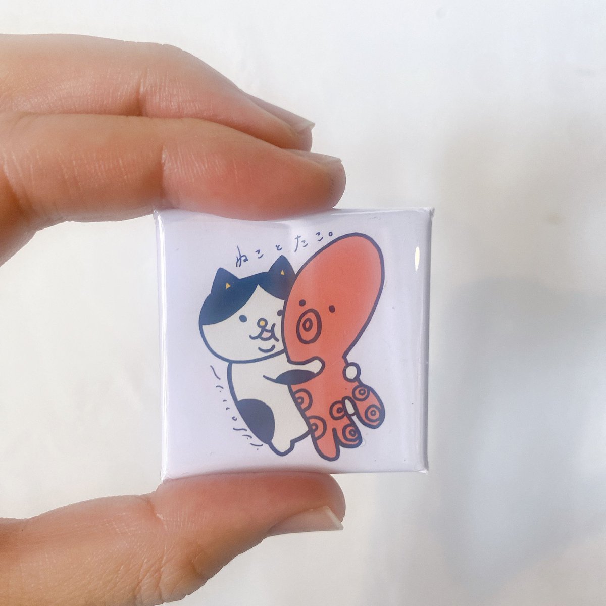 ねことたこ。のスクエア缶バッジ。 全2種 300円
