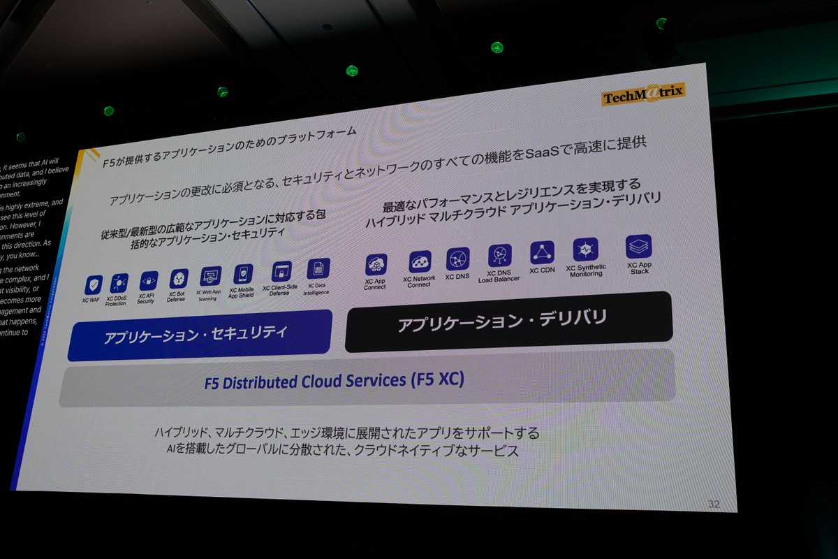 F5Japan's tweet photo. 「Webアプリを強くする F5クラウド活用のはじめ方」セッションにて、Webアプリケーションと周辺環境の急速な変化について解説した後、F5が提供する「 F5 Distributed Cloud Services」の概要と機能を解説しています。
#AppWorldTokyo #AppWorld2026 #Webアプリ #Webアプリケーション https://t.co/xVfuLo2SjJ