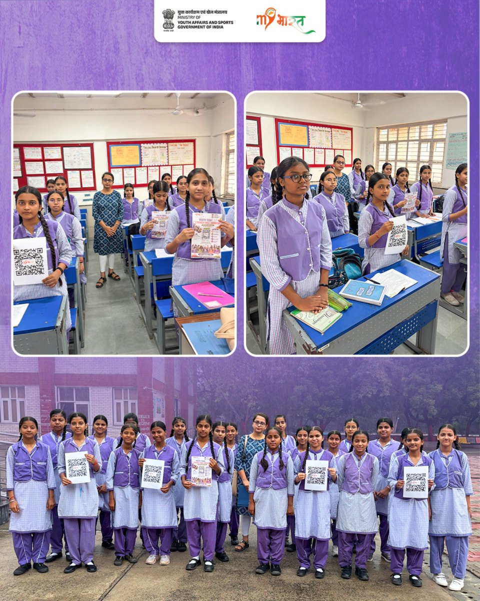 YASMinistry's tweet photo. Delhi's YuvaShakti is stepping forward! 🇮🇳

The Bright young talents of Government Girls Senior Secondary School, Anandvas, Kohat Enclave, Pitampura, Delhi has joined MY Bharat, taking the first step towards new opportunities, meaningful experiences, and a brighter future.

Your next opportunity is waiting. Take the first step today! ✨
Register now: 👉 https://t.co/cFbR0JaCua

#MYBharat