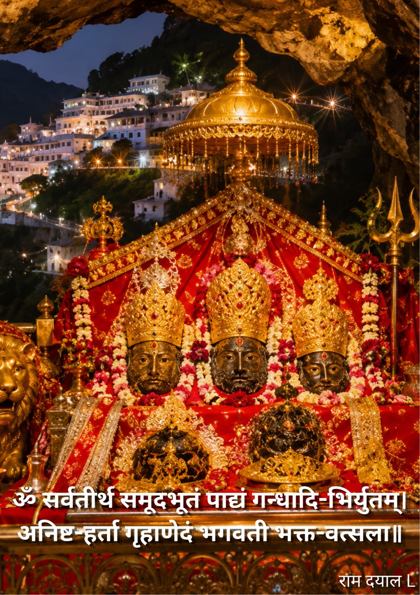 RamDayalBaldi's tweet photo. ॐ सर्वतीर्थ समूदभूतं पाद्यं गन्धादि-भिर्युतम्।
अनिष्ट-हर्ता गृहाणेदं भगवती भक्त-वत्सला॥

#vaishnodevi #vaishnodeviyatra #jaimatadi #Ramdayal https://t.co/8pHnDTlRdl