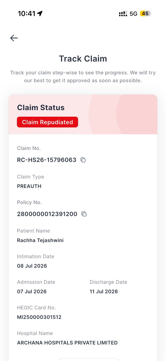 oxsanthu's tweet photo. @HDFCERGOGIC If its shared why have you rejected the cashless claim the reason for decline @HDFCERGOGIC https://t.co/iBtoD1AdIu