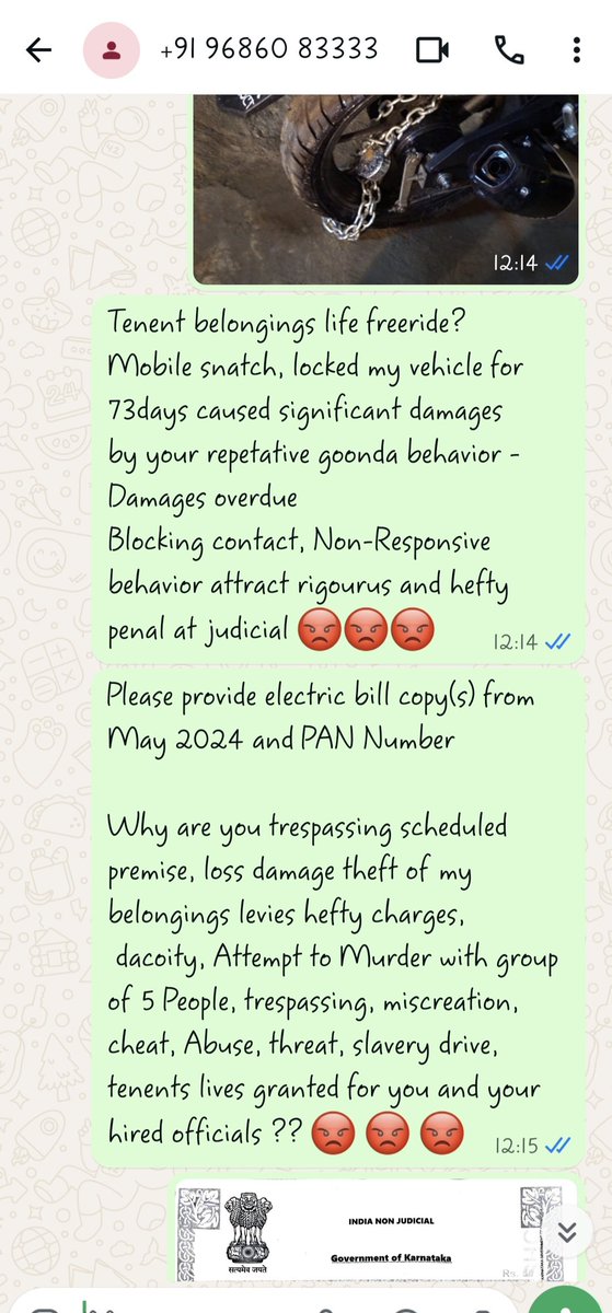 SarvavyapiS's tweet photo. @DgpKarnataka
@CPBlr
URGE LEGAL ACTION AGAINST BCP OFFICIALS REPEATATIVE UNLAWFUL CONDUCT HEINOUS ACT @bomanahalli_ps BNS 353 249
IT ACT 43

ENCL: EVIDENCE

THREAT TORTURE2 VICTIM LIVING HOUSE LIFE HIJACK
HARBORING PERPETRATORS 

RIGHT2LIFE DIGNITY EQUITY LIBERTY SANITY-ARTICLE21 https://t.co/v9gSRPxlI7