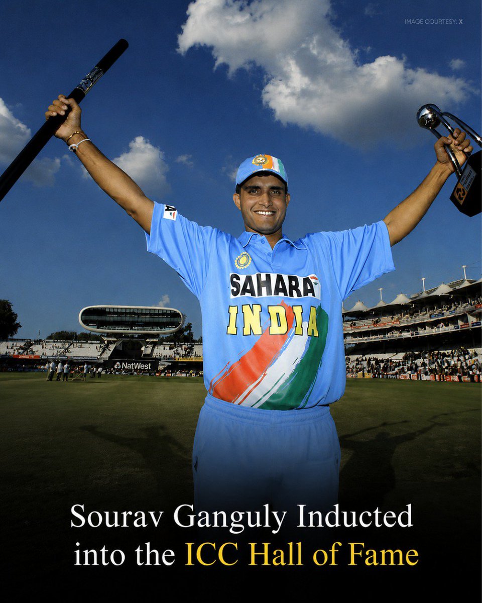 100MasterBlastr's tweet photo. Sourav Ganguly has been inducted into the ICC Hall of Fame, honouring his outstanding contribution to international cricket 👏🏻🔥

[Sourav Ganguly, ICC Hall of Fame, ICC, Indian Cricket, Cricket] https://t.co/poi6Vv1imk