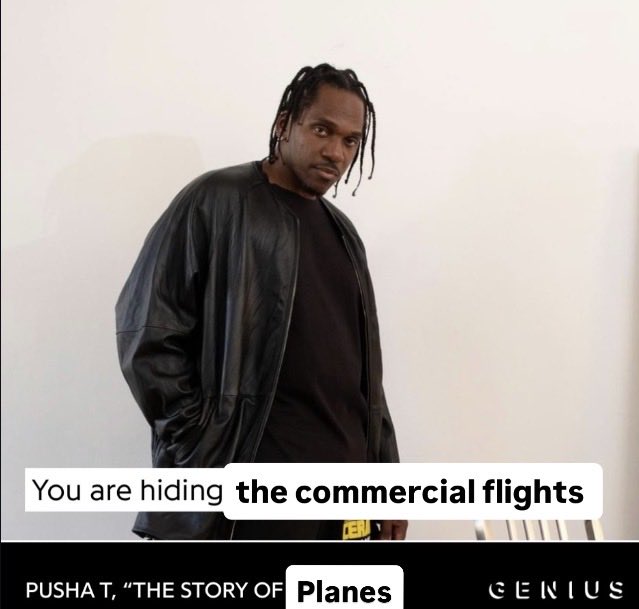 rapseriez's tweet photo. Because Pusha T is very famously known for clowning people for commercial flight use https://t.co/D5FpWhl5Kh