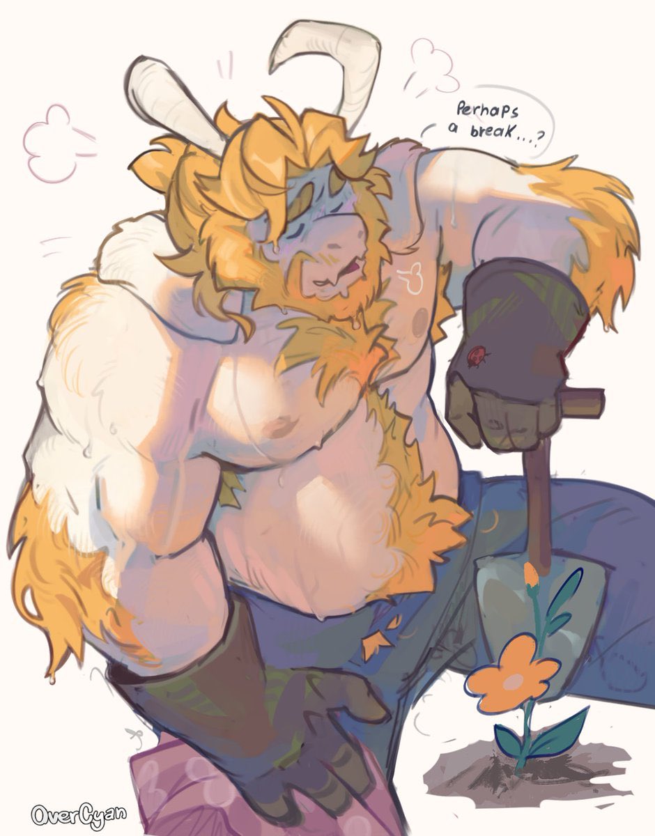 Cruxthegator's tweet photo. Day 10 of posting characters I find hot!:
Asgore from deltarune/undertale. 
He’s perfect, very handsome goat dad. I love how he takes cares of his slowest hehe. I love him and just wanna cuddle him. 
Art credits goes to Overcyan! https://t.co/w8jVidlNXe