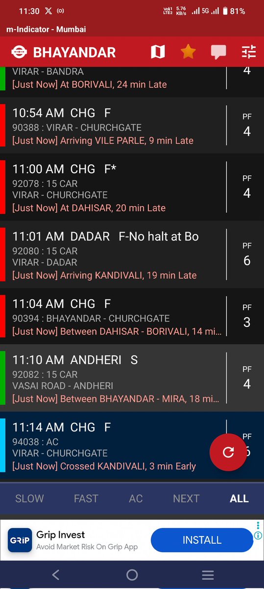 HelpingHandsMum's tweet photo. Other trains are running late by 20-25 mins but AC is arriving 3 mins before schedule, clear preference to AC trains over regular trains by WR
@drmbct @RailwaySeva @mid_day https://t.co/wBKWoxVTdt