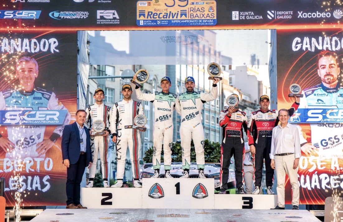 SportPortio's tweet photo. Suárez va como un “Cohete” hacia su quinto título nacional 
Lleva ya 4 victorias en 5 carreras, la última en el Rally Rías Baixas
Segundo fue Ruiloba, tercero en la general (segundo es Iván Ares).   
próxima cita puntuable, el Rally Tierra de los Volcanes, el 7 y 8 de agosto https://t.co/fB0EQW8aH1