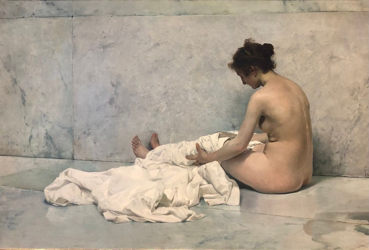 Emocionaelarte's tweet photo. Como te gustan las sutilezas, no te fijes ni en las blandas carnaciones ni en el suelo y su dureza. Tampoco en los blancos que Sorolla despliega por todas partes para puedas #EmocionArte. Prefiero que te centres en el ‘rosado reflejo’ que el mármol te devuelve. @MuseoSorolla https://t.co/GC6icq8IlR