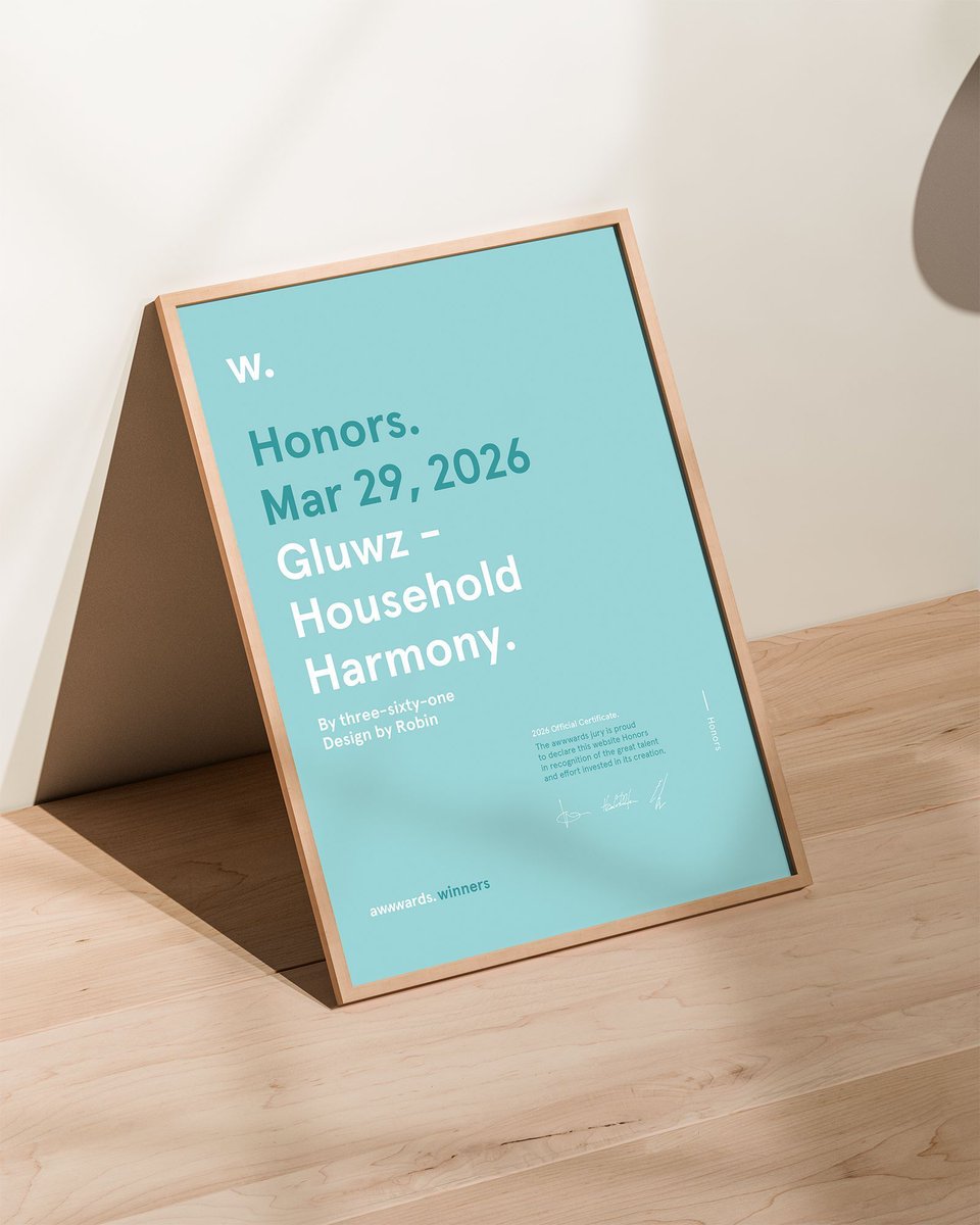 ThreeSixty0ne's tweet photo. Gluwz received an AWWWARDS Honorable Mention.

What matters more than the recognition is what it confirms. A brand built around a genuine strategic position, with a digital experience engineered to match, performs.

This is what we build for. Let's talk. https://t.co/H6EOWr64RK