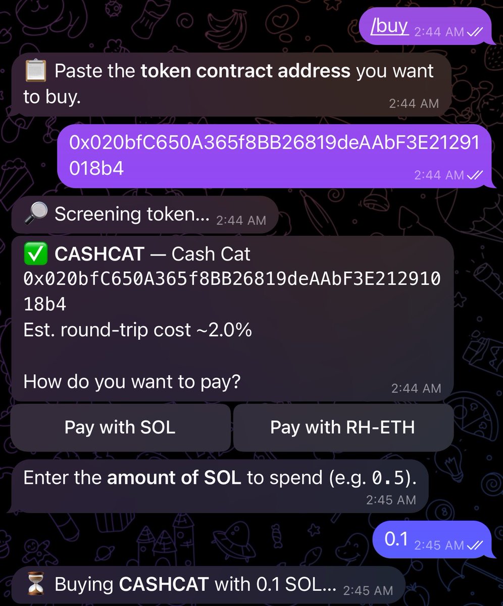 iBuyTheTop_'s tweet photo. It was a hell of an experience to buy Robinhood memes as a solana trencher. 

so I built this telegram bot. Let’s you buy any @RobinhoodCrypto memes directly with solana with just a few clicks 😮‍💨 

Tech is awesome 👍

Lmk if you want this. https://t.co/fZKbu88vvM