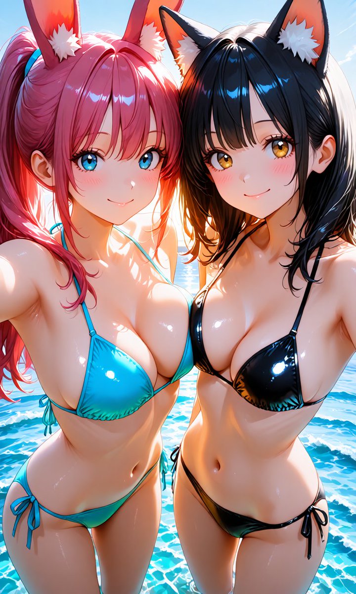 ばなちゃんページ 夏の一枚📸 SFW illustration #卯月ちゃん #にゃん乃ちゃん
