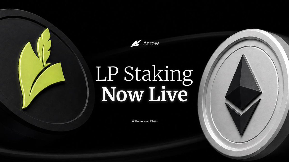 ArrowFinanceio's tweet photo. LP Staking is now live.

Deposit ARROW/WETH LP and start earning WETH rewards.

 • Hold ARROW and WETH
 • Create the ARROW/WETH LP
 • Stake it to earn WETH rewards on top of swap fees

We’ve launched with elevated rewards to accelerate liquidity growth and build deep markets from day one.

Stake now. Earn WETH. Help secure the foundation of $ARROW.

https://t.co/IS17TO41JC